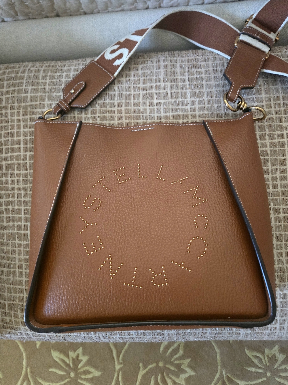 Stella McCartney Tan Shoulder Bag with Logo Strap
